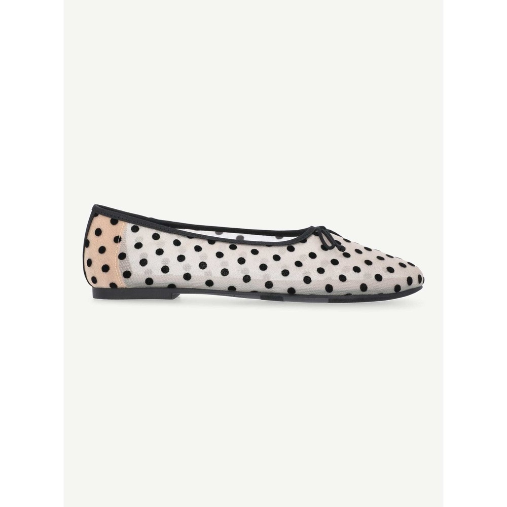 No Boundaries Mesh Flat Women Polka Dot Black White Ballet Slip On Shoe Size 7 - Picture 8 of 8